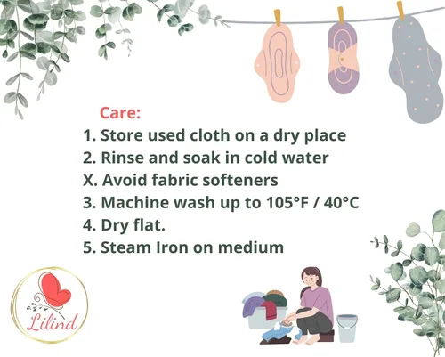 Vista 8 de Lilind ® Paquete de 7 toallas de tela para tanga en flores rojas, 100% algodón orgánico, reutilizables, lavables, toallas sanitarias menstruales