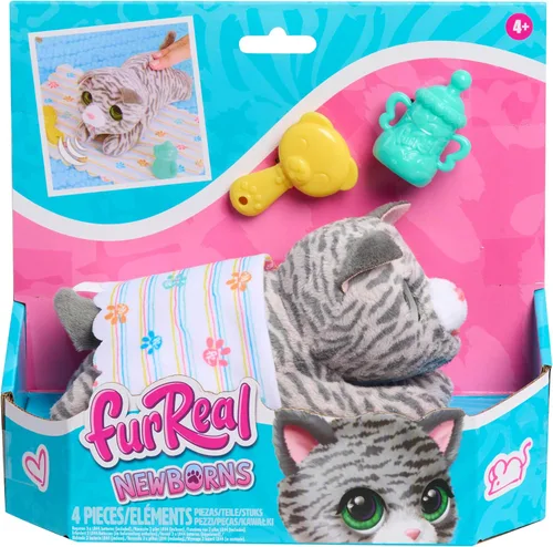 Vista 6 de furReal Just Play - Gatito interactivo para mascotas, pequeño gato de peluche con sonidos y movimiento, piel sintética, juguetes para niños a partir