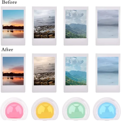 Vista 6 de Sunmns Kit de accesorios compatible con cámara instantánea Instax Mini 12, incluye funda para álbum, calcomanías para marcos de fotos, filtros