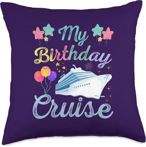 Vista 5 de family Sweet happy birthday anniversary cruise its her Birthday - Almohada para mujer, diseño de crucero, 16 x 16 pulgadas, multicolor
