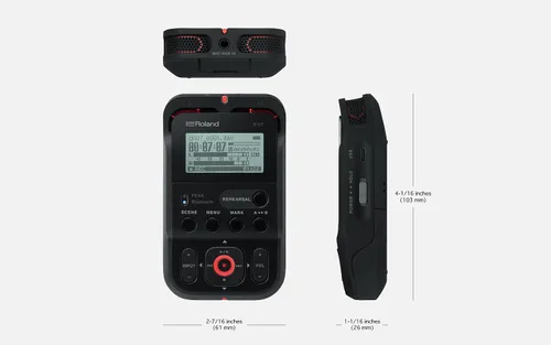 Vista 3 de Roland R-07 Grabador de audio portátil de alta resolución, negro (R-07-BK)