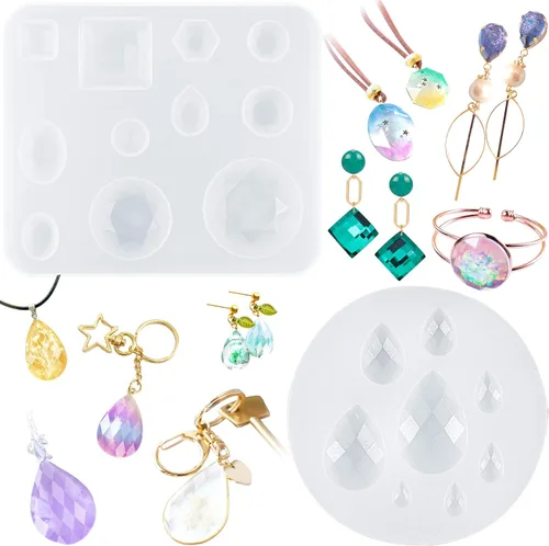 Vista 16 de FUNSHOWCASE Mini Moldes Surtidos de Joyería de Resina y Epoxy de Estrellas de Silicona Pequeños para Artesanía Delicada