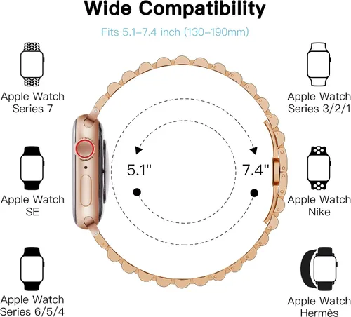 Vista 3 de Metal clásico compatible con Ultra Series 8 SE 7 6 5 4 3 2, acero inoxidable duradero para negocios para 1.732 in, 1.772 in, 1.929 in, 1.654 in