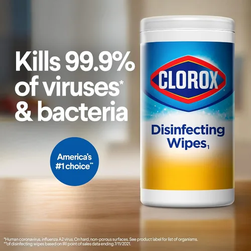 Vista 2 de Clorox Paquete económico de toallitas desinfectantes, paquete de viaje de 24 x 9 ct de aroma fresco y 3 toallitas de limón crujiente y aroma fresco