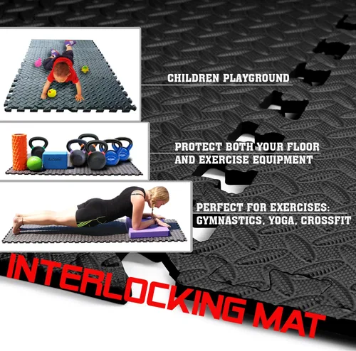 Vista 2 de A2ZCARE Tapete de ejercicio de rompecabezas con azulejos entrelazados de espuma EVA, alfombrillas entrelazadas para equipo de gimnasio, ideal