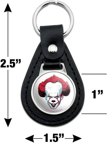 Vista 4 de Llavero de piel negra con texto en inglés Pennywise Come Home