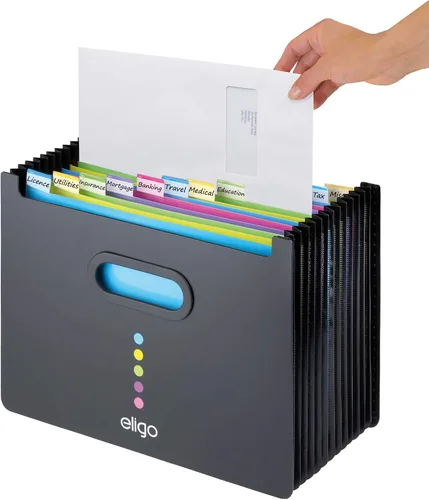 Vista 4 de Snopake Expansor de escritorio A4 Eligo Landscape 13-Part – Negro [Pack de 1] Ref: 15174