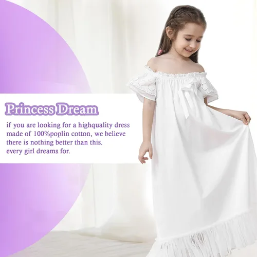 Vista 3 de Camisones para niñas, vestido de princesa de algodón, camisón vintage para niñas (Doll, niñas, mujeres)