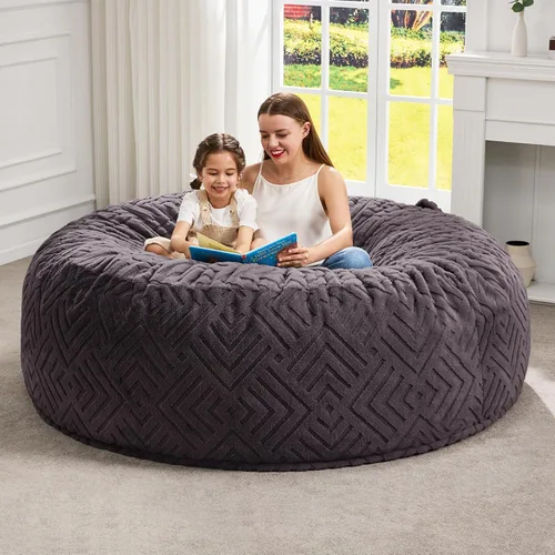 Vista 12 de Hobestluk Sillas Puf para Adultos, Silla Puf con Relleno, Sillas Puf Grandes con Funda Esponjosa en Relieve, Sillas Puf Gigantes para Adultos
