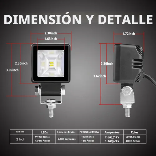Vista 2 de Luces LED de 2 pulgadas con DRL 2 luces de conducción