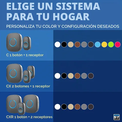 Vista 3 de Timbre inalámbrico de SadoTech – Kit de timbres y timbres impermeables inalámbricos – Rango de más de 1000 pies, timbre de 52 tonos, 4 niveles