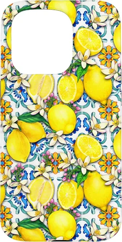 Vista 14 de Citrus Fruit Lemons Blue Tile Gardencore Farmcore Pattern Case for iPhone 17