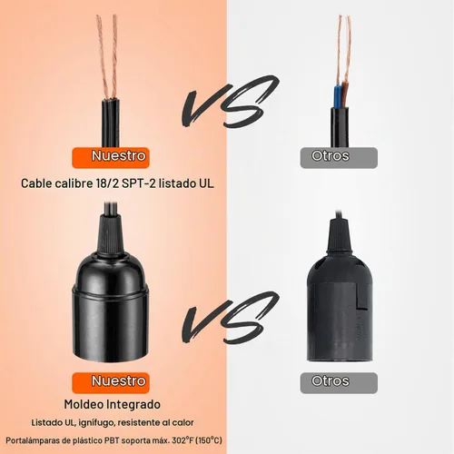 Vista 5 de Cable de luz colgante de extensión de 12 pies con portalámparas, cable de luz colgante con base E26, interruptor de encendido/apagado, enchufe Negro