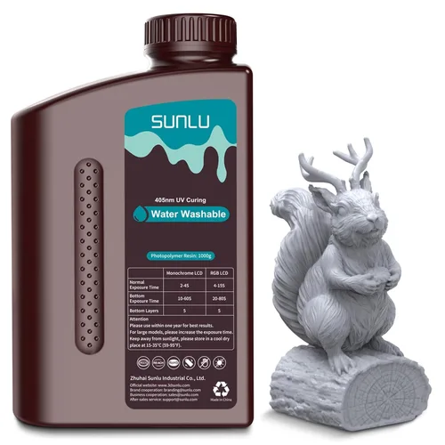 Vista 18 de SUNLU - Resina lavable al agua de 1000 g, resina de impresora 3D de curado rápido para impresoras 3D de resina LCD DLP SLA, resina de fotopolímero