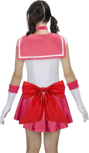 Vista 3 de HLENOK Disfraz de anime de luna para mujeres adultas, Tsukino Usagi para Halloween, cosplay, falda escolar, uniforme completo