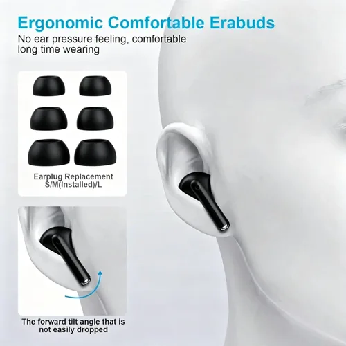 Vista 5 de Auriculares inalámbricos para Samsung S26/S25/S24, auriculares Bluetooth 5.3 40 horas, estéreo HiFi, micrófono transparente, cancelación de ruido