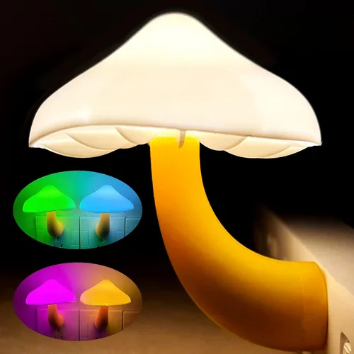 Vista 13 de Luces nocturnas LED con sensor en forma de hongo - 2 unidades, enchufe de pared con 7 colores cambiantes, lámpara mini de ensueño, luz nocturna