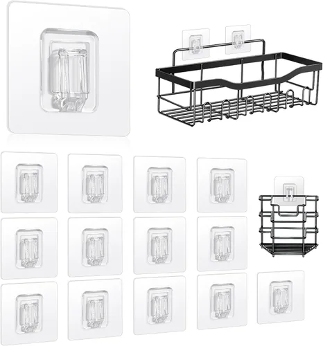 Vista 12 de Ganchos de repuesto adhesivos para regadera, tiras transparentes resistentes, sin taladrar Transparente-8Pack 2Hook