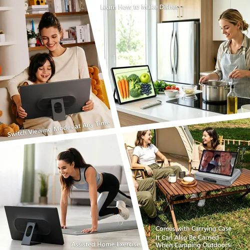 Vista 8 de OFD P02-Tableta de TV portátil de 21.5 pulgadas, pantalla táctil, monitor inteligente 1080P, Android 15,6+128GB ROM, TV portátil al aire libre