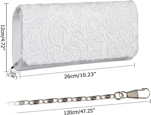 Vista 4 de Bolsos de mano para mujer, bolso de mano floral de encaje para boda, bolso de noche