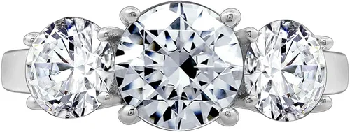 Vista 9 de Tienda Collection Platinum-Plated Sterling Silver Round 3-Stone Ring made with Infinite Elements Cubic Zirconia (2 cttw)
