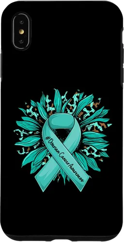Vista 11 de Leopard Sunflower Teal Ribbon Ovarian Cancer Awareness Case for iPhone 16
