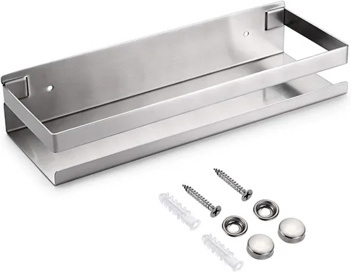 Vista 10 de Estante de ducha de baño OwnMy de acero inoxidable, cesta de cocina, estante de ducha, carro de ducha, estantes flotantes de almacenamiento de baño