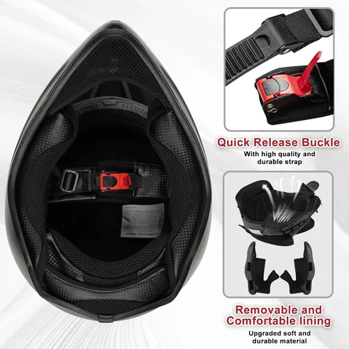 Vista 5 de Favoto Cascos de Dirt Bike para Adultos - Casco Ligero para Motocross/ATV/UTV Aprobado por DOT para Hombres y Mujeres, con Visera Extraíble
