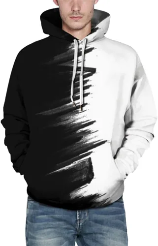 Vista 4 de FLYCHEN Sudadera con capucha realista en 3D para hombre, de manga larga, con bolsillos