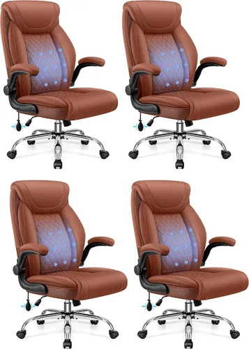Vista 9 de BestGlory Silla de oficina ejecutiva con soporte lumbar, silla de escritorio ergonómica grande y alta, silla de cuero cómoda con respaldo alto