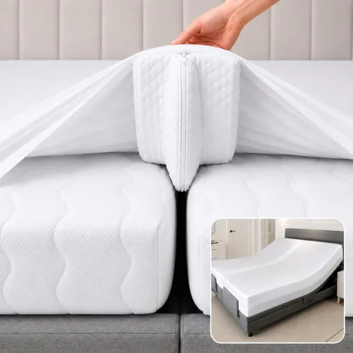 Vista 10 de Kit Convertidor de Puente de Cama de 25 cm Extra Ancho de Individual a King - Relleno de Hueco de King Dividido para Cama Ajustable - Conector