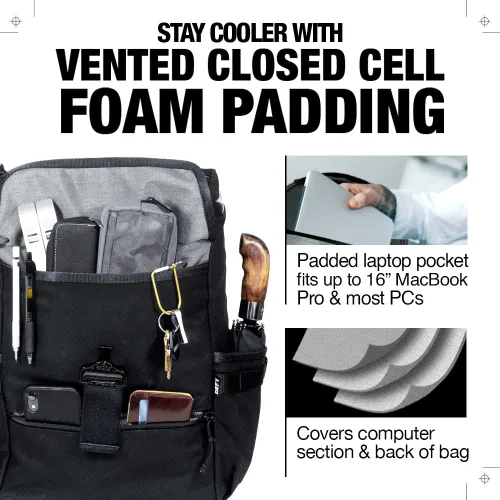 Vista 5 de DEFY Menace Backpack 2.0 Mochila de lona encerada Utilidad de 18 litros para hombres Bolsa tecnológica premium con funda para portátil de 16