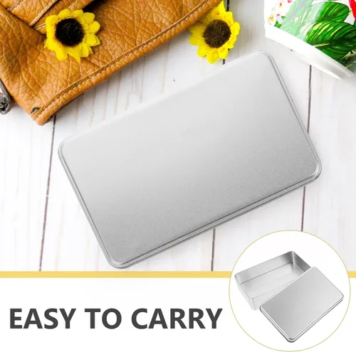 Vista 8 de Cabilock Caja de lata rectangular de metal con tapa, lata vacía, contenedor de almacenamiento de regalo para golosinas, regalos, regalos
