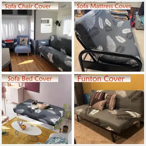 Vista 6 de OKYUK Funda de sofá cama sin brazos, funda elástica de felpa para futón, funda de sofá plegable completa sin reposabrazos, protector de muebles