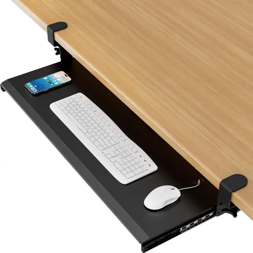 Vista 10 de AX WABER AX01WB01 - Bandeja extraíble para teclado debajo del escritorio con sistema de montaje de abrazadera C ajustable extra resistente, 27.3