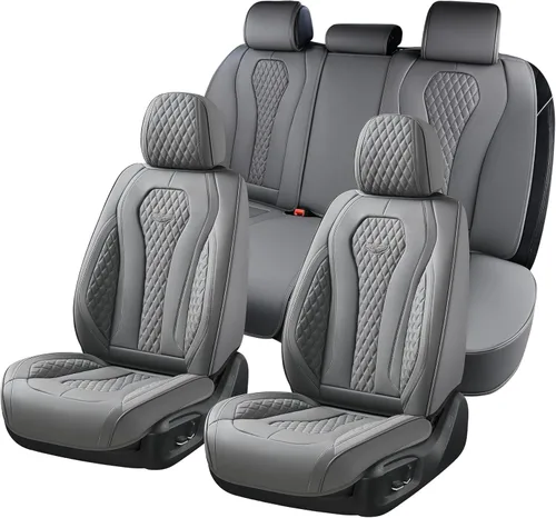 Vista 52 de Coverado Fundas de asiento de automóvil, fundas de asiento delantero, funda de asiento de coche beige, fundas impermeables para asiento