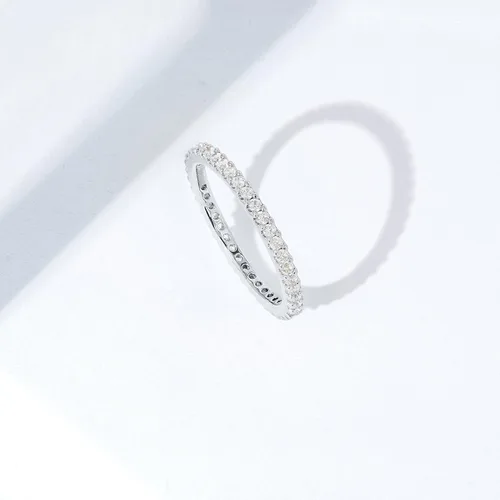 Vista 3 de Tienda Essentials Rhodium Plated Single Row Pave Stackable Eternity Ring