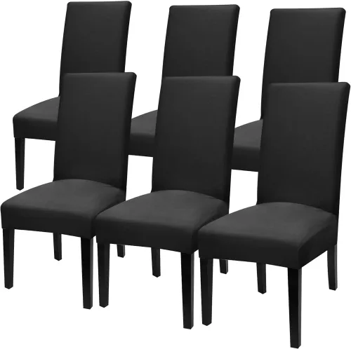 Vista 16 de Fuloon Paquete de 4 Fundas Protectoras para Asientos de Sillas de Comedor Super Ajustadas Elásticas Extraíbles Lavables Cortas para Hotel, Comedor