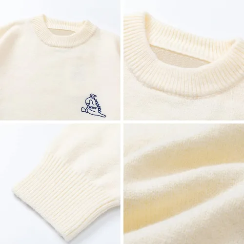 Vista 4 de Aelfric Eden Suéter de cuello redondo para mujer, suéter vintage de gran tamaño, suéter de otoño e invierno, moda casual para parejas, A1-albaricoque