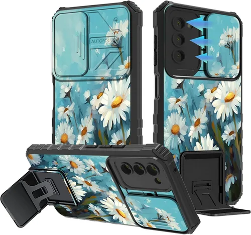 Vista 160 de Funda para Samsung Galaxy A13 5G/4G/A04S, Galaxy A13 5G con cubierta de cámara deslizante, funda de doble capa integrada con función atril