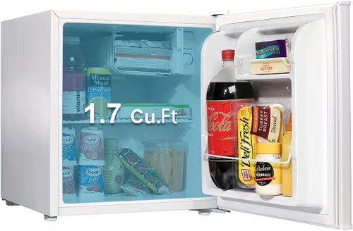 Vista 2 de Galanz Mini refrigerador blanco de una sola puerta de 1.7 pies cúbicos perfecto para dormitorio - GL17WE