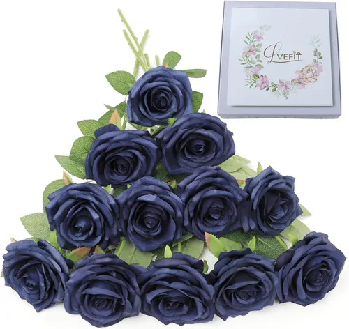 Vista 28 de LVEFIT 12 rosas artificiales de seda con tallo largo para bodas, despedidas de soltera, fiestas, decoración del hogar Blush