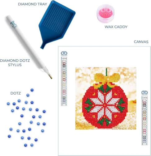 Vista 6 de DIAMOND DOTZ Kits de pintura de diamantes con adornos rojos para adultos, kits de arte de diamantes, un kit de manualidades creativo relajante