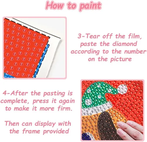 Vista 5 de Akutoer Lindos kits de dibujo de diamantes de dibujos animados, pintura Kawaii con diamantes, arte de gemas y manualidades, suministros de pintura