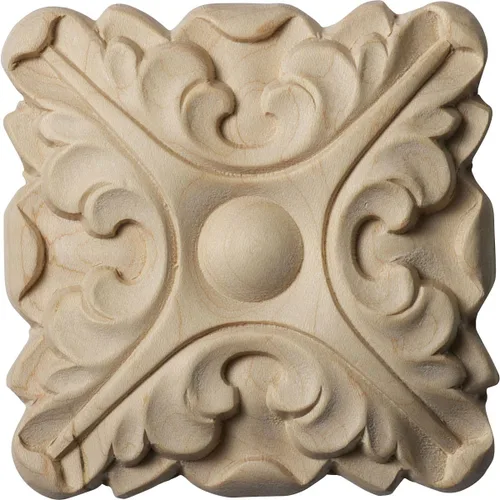 Vista 7 de Ekena Millwork ROS02X02ACAL Acanthus Square Rosette, 2 3/4"W x 2 3/4"H x 1/2"P, Aliso