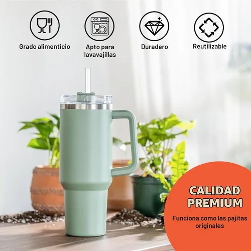 Vista 4 de Popote de repuesto para Stanley Cup de 64 onzas, 40 onzas, 30 onzas, 12 popotes reutilizables largos transparentes con cepillo transparente