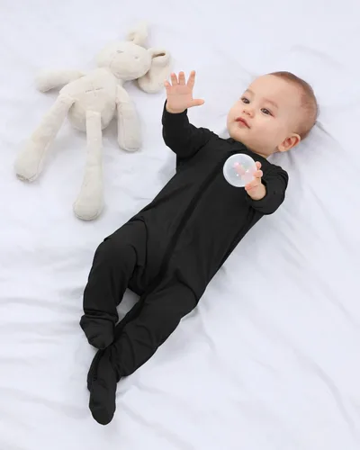 Vista 4 de GUISBY Pijama de rayón con pies para bebé con puños de manopla, mameluco suave de manga larga de 0 a 18 meses