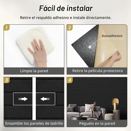 Vista 7 de TONOR Paneles Acústicos con Patrón de Ladrillo, Paquete de 4 de 47.2"x23.6"x0.35" Paneles Insonorizantes de Alta Densidad para Paredes, Paneles