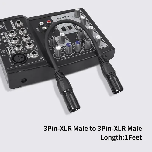 Vista 7 de Paquete de 2 cables de micrófono XLR macho a macho de 3 pines, cable de audio equilibrado profesional con cobre sin oxígeno, conectores chapados