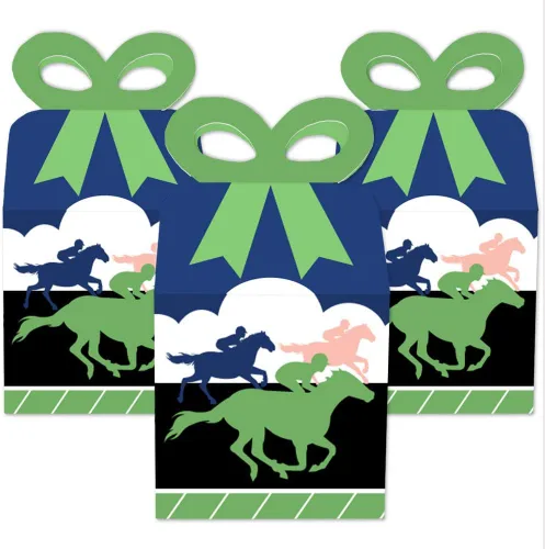 Vista 2 de Big Dot of Happiness Kentucky Horse Derby - Cajas de regalo cuadradas - Cajas de lazo para fiesta de carreras de caballos - Juego de 12